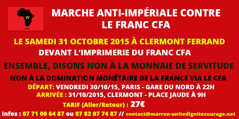 Affiche de la marche contre le franc CFA du 31 octobre 2015